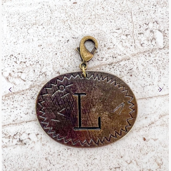 Boho “ L “ Bronze Oval Letter L Charm - Picture 1 of 3